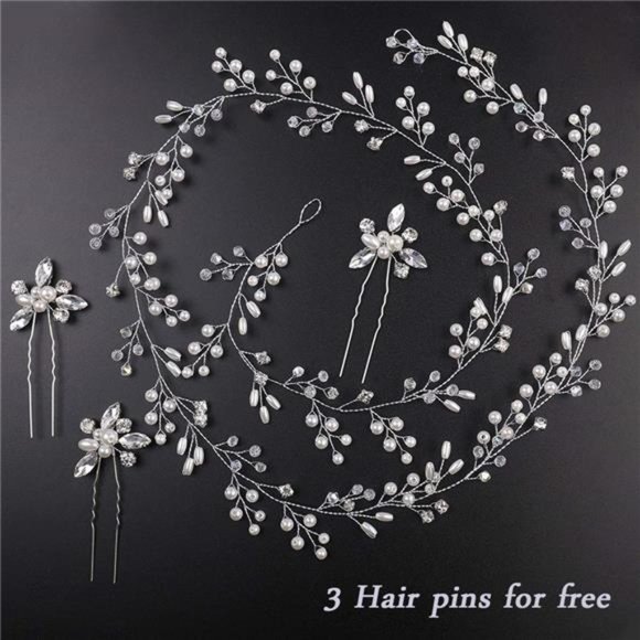 Denifery Bridal Rose Gold and Gold Silver Extra Long Pearl and Crystal Beads Bri main image 4